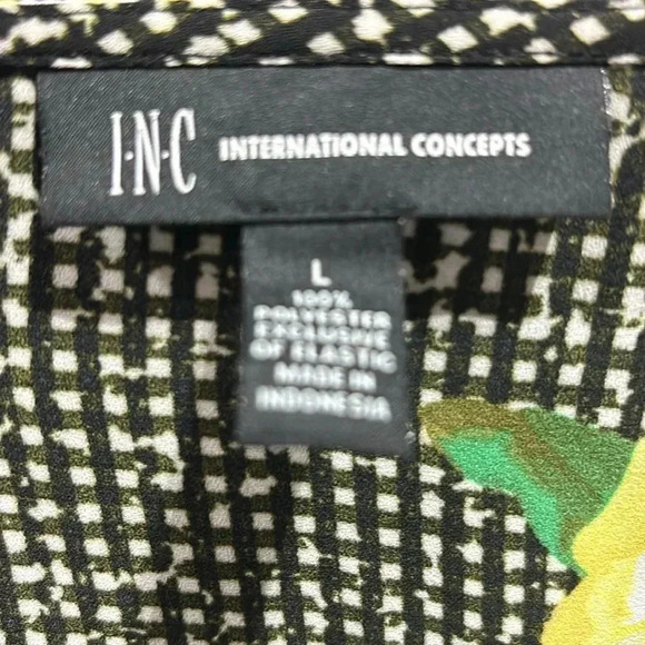 INC Crisscross V-neck, long wide sleeve shirred waist,floral lightweight - Picture 10 of 11